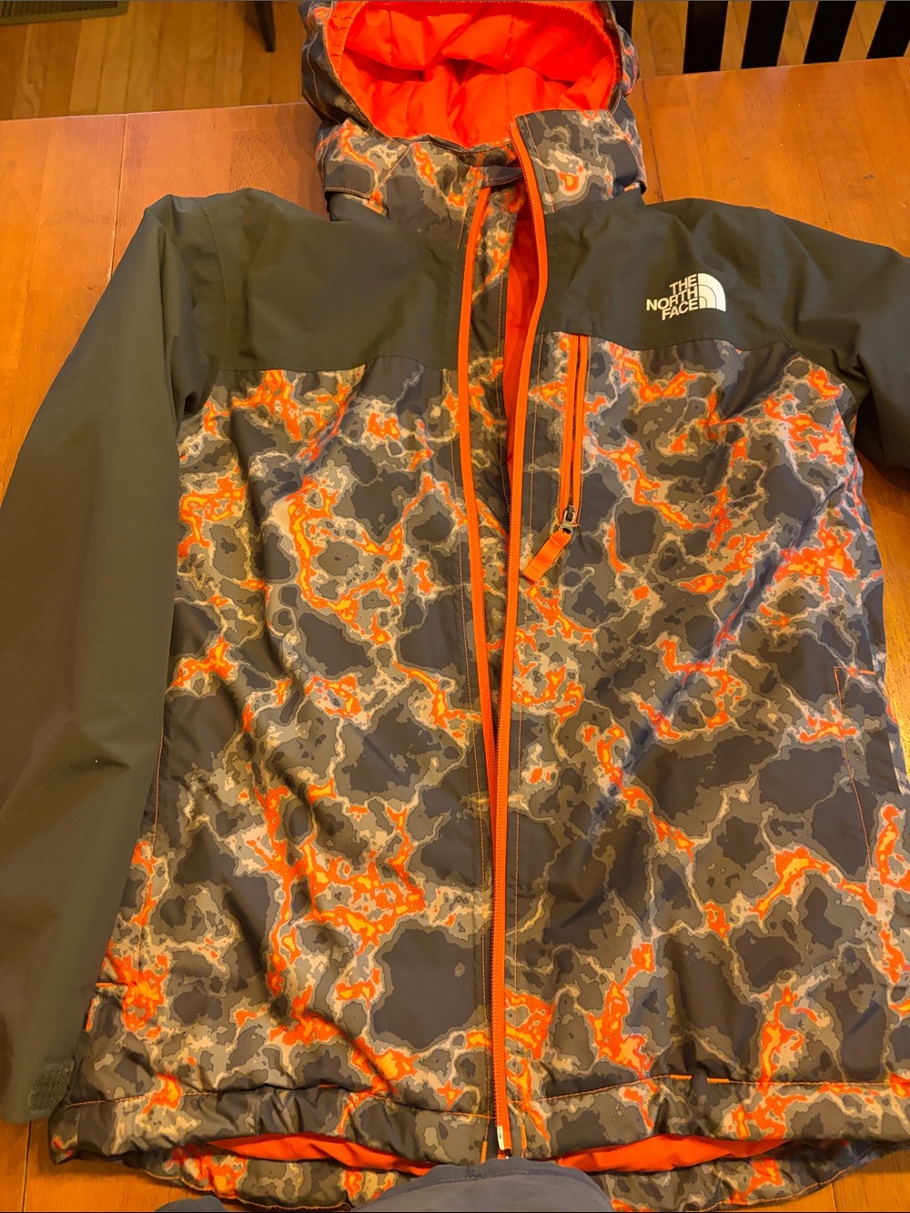 The North Face Kids Orange & Gray Camo Ski Jacket